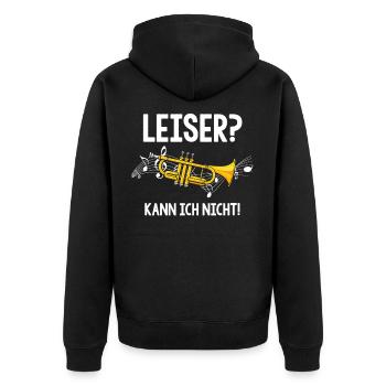 Trompete Leiser kann ich nicht Trompetenspieler - Unisex Premium Bio Zip Hoodie - Schwarz - Hinten - Nico (187cm)