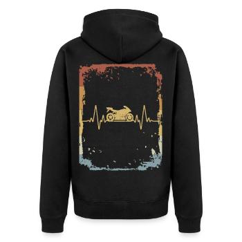 Vintage Heartbeat Motorbike - Veste à capuche bio Premium Unisexe - noir - Dos - Nico (187cm)