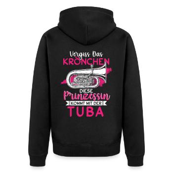 Vergiss Das Krönchen Prinzessin Tuba - Unisex Premium Bio Zip Hoodie - Schwarz - Hinten - Nico (187cm)