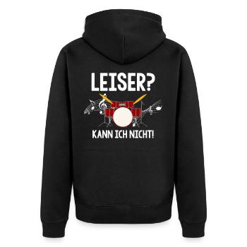 Schlagzeug Drummer Leiser Kann Ich Nicht Musiker - Unisex Premium Bio Zip Hoodie - Schwarz - Hinten - Nico (187cm)