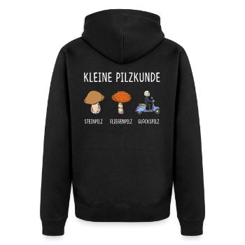 Kleine Pilzkunde Glückspilz Mopedfahrer Mofafahrer - Unisex Premium Bio Zip Hoodie - Schwarz - Hinten - Nico (187cm)