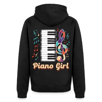 Piano Girl Pianist Keyboard Instrument Musician - Unisex Premium Bio Zip Hoodie - Schwarz - Hinten - Nico (187cm)