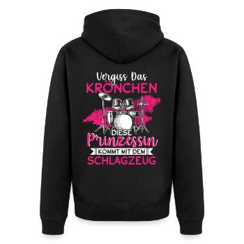Vergiss Das Krönchen Diese Prinzessin Schlagzeug - Unisex Premium Bio Zip Hoodie - Schwarz - Hinten - Nico (187cm)