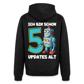5 Jahre Roboter Jungen 5. Geburtstag - Unisex Premium Bio Zip Hoodie - Schwarz - Hinten - Nico (187cm)
