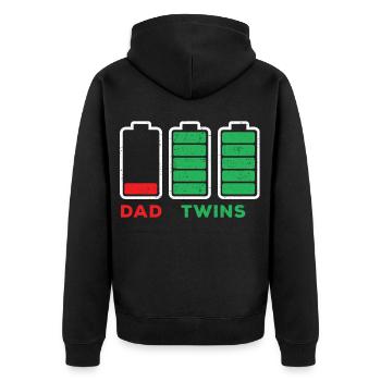 Dad Low Charge Battery Twins Full Charge Battery - Unisex Premium Bio Zip Hoodie - Schwarz - Hinten - Nico (187cm)