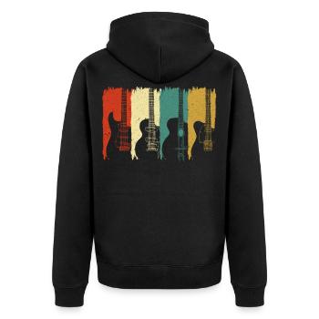 Retro Guitars Musicians Guitarists Electric Guitar - Unisex Premium Organic Zip Hoodie - black - Back - Nico (187cm)