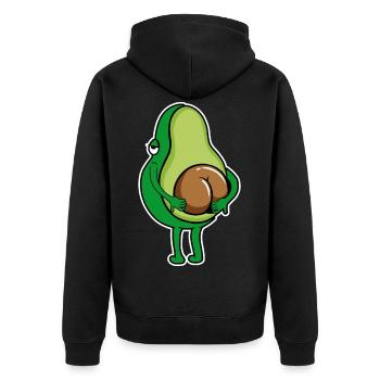 Avocado Ass Scratch Butt Avocado Lover Vegan - Unisex Premium Bio Zip Hoodie - Schwarz - Hinten - Nico (187cm)