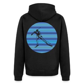 Ski fahren Skifahrer Retro Skier Ski Skifahren - Unisex Premium Bio Zip Hoodie - Schwarz - Hinten - Nico (187cm)