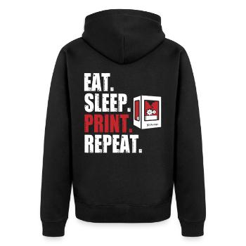 Eat Sleep Print Repeat 3 D Printing 3 D Printer - Unisex Premium Bio Zip Hoodie - Schwarz - Hinten - Nico (187cm)