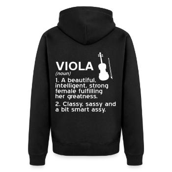 Bratsche – Viola Definition - Unisex Premium Bio Zip Hoodie - Schwarz - Hinten - Nico (187cm)