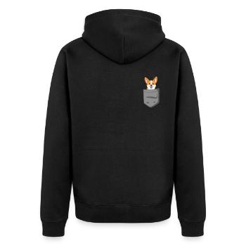 Pocket Welsh Corgi Dog Lover Crazy Corgi Dog - Unisex Premium Bio Zip Hoodie - Schwarz - Hinten - Nico (187cm)