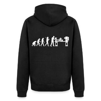 Tour CNC d’opérateur de machine de découpe Evolution - Veste à capuche bio Premium Unisexe - noir - Dos - Nico (187cm)
