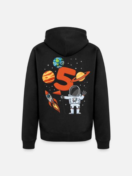 Astronaut birthday 5 years - Unisex Premium Organic Zip Hoodie - black