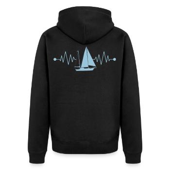 Sailor Sailboat Heartbeat Sailing - Unisex Premium Organic Zip Hoodie - black - Back - Nico (187cm)