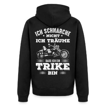 Ich träume dass ich ein Trike bin - Unisex Premium Bio Zip Hoodie - Schwarz - Hinten - Nico (187cm)
