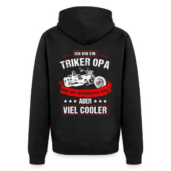 Triker Opa Wie Ein Normaler Opa Aber Viel Cooler - Unisex Premium Bio Zip Hoodie - Schwarz - Hinten - Nico (187cm)