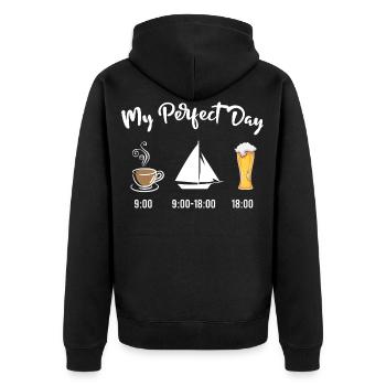 Ma journée parfaite Café et bière Voilier - Veste à capuche bio Premium Unisexe - noir - Dos - Nico (187cm)