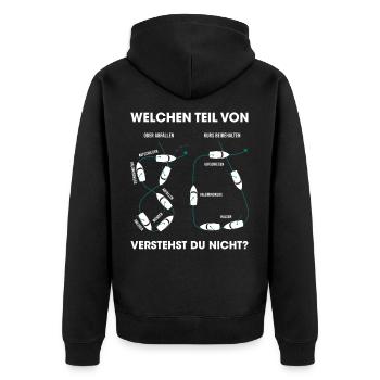 Mann über Bord Manöver Boot Schiff Yacht Segler - Unisex Premium Bio Zip Hoodie - Schwarz - Hinten - Nico (187cm)
