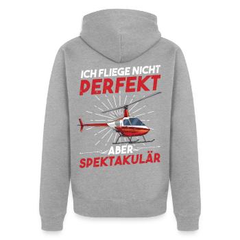 Helikopter Ich Fliege Nicht Perfekt Heli Anfänger - Unisex Premium Bio Zip Hoodie - Grau meliert - Hinten - Nico (187cm)