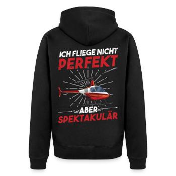 Helikopter Ich Fliege Nicht Perfekt Heli Anfänger - Unisex Premium Bio Zip Hoodie - Schwarz - Hinten - Nico (187cm)