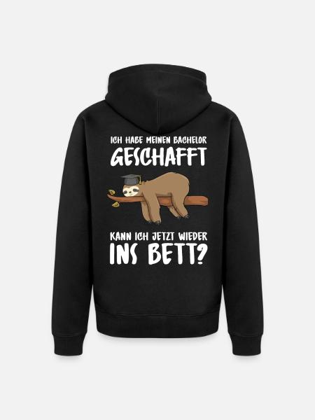 Bachelor geschafft Abschluss 2022 Faultier - Unisex Premium Bio Zip Hoodie - Schwarz