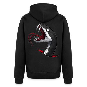 Schlangenkopf-Print - Unisex Premium Bio Zip Hoodie - Schwarz - Hinten - Nico (187cm)