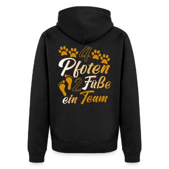 4 Pfoten 2 Füße Ein Team Hundeliebhaber Geschenk - Unisex Premium Bio Zip Hoodie - Schwarz - Hinten - Nico (187cm)