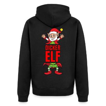 Dicker Elf Partnerlook Weihnachtself - Unisex Premium Bio Zip Hoodie - Schwarz - Hinten - Nico (187cm)