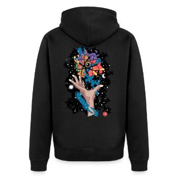 atomoisch - Unisex Premium Bio Zip Hoodie - Schwarz - Hinten - Nico (187cm)