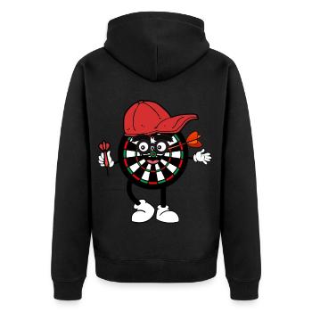 Dartboard avec casquette et disque de bande dessinée fléchettes - Veste à capuche bio Premium Unisexe - noir - Dos - Nico (187cm)