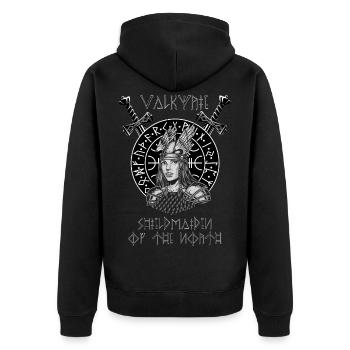 Valkyrie Shieldmaiden of the North - Unisex Premium Bio Zip Hoodie - Schwarz - Hinten - Nico (187cm)