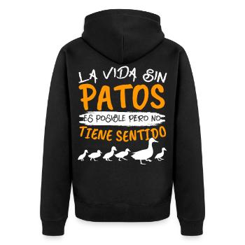 Ein Leben ohne Enten Spruch Ente Zucht Ente - Unisex Premium Bio Zip Hoodie - Schwarz - Hinten - Nico (187cm)
