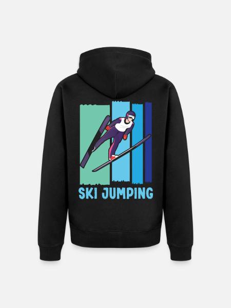 Ski Springen Skispringen - Unisex Premium Bio Zip Hoodie - Schwarz