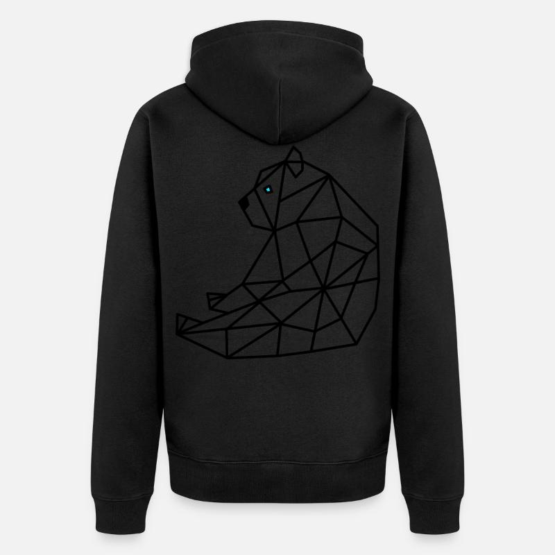 Ligne géométrique de l’ours - Veste à capuche bio Premium Unisexe - noir