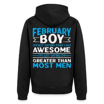 Février Anniversaire des hommes - Veste à capuche bio Premium Unisexe - noir - Dos - Nico (187cm)