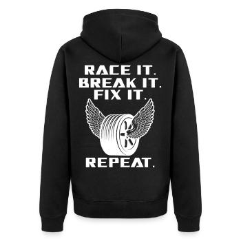 Race It Break It Fix It Racing - Veste à capuche bio Premium Unisexe - noir - Dos - Nico (187cm)