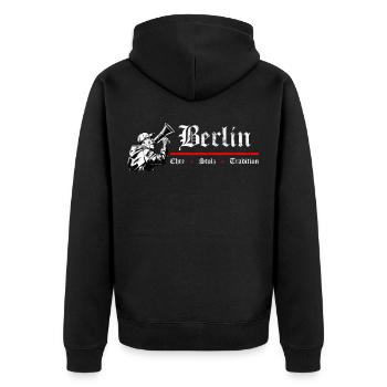 Berlin Ehre Stolz Tradition - Fussball - Unisex Premium Bio Zip Hoodie - Schwarz - Hinten - Nico (187cm)