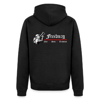 Freiburg Honour Proud Tradition Football design - Unisex Premium Organic Zip Hoodie - black - Back - Nico (187cm)
