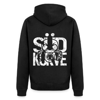 Südkurve - Fussball Fanshirt - Unisex Premium Bio Zip Hoodie - Schwarz - Hinten - Nico (187cm)