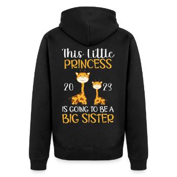 Diese kleine Prinzessin wird große Schwester 2023 - Unisex Premium Bio Zip Hoodie - Schwarz - Hinten - Nico (187cm)