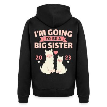 I will be a big sister 2023 Big Sis 2 - Unisex Premium Organic Zip Hoodie - black - Back - Nico (187cm)