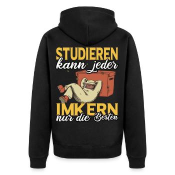 Imker Hong Bienenzüchter Imkerei T-shirt - Unisex Premium Bio Zip Hoodie - Schwarz - Hinten - Nico (187cm)