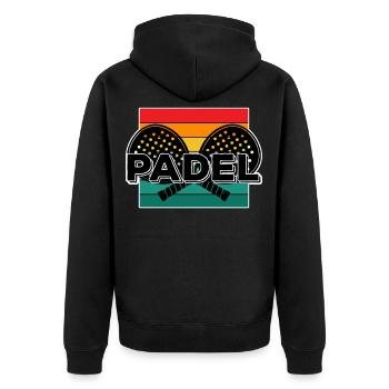 Padel Paddel Schläger Tennis Sport I Geschenk - Unisex Premium Bio Zip Hoodie - Schwarz - Hinten - Nico (187cm)