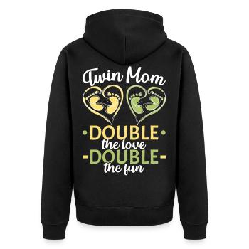 Twin Mom Double Love Double The Fun Pregnant Two B - Unisex Premium Bio Zip Hoodie - Schwarz - Hinten - Nico (187cm)