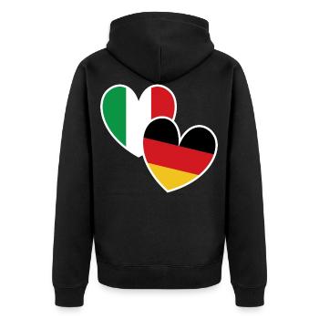 Italy - Unisex Premium Organic Zip Hoodie - black - Back - Nico (187cm)