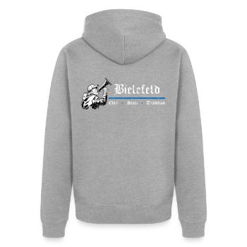 Bielefeld Honor Pride Tradition - Unisex Premium Organic Zip Hoodie - heather grey - Back - Nico (187cm)