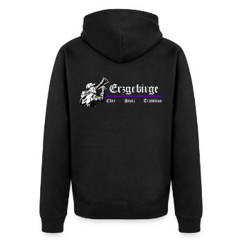 Erzgebirge Ehre Stolz Tradition - Unisex Premium Bio Zip Hoodie - Schwarz - Hinten - Nico (187cm)