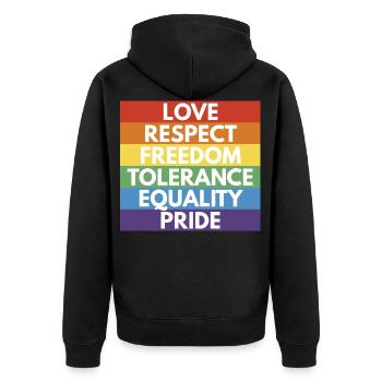 LGBTQ+ - Veste à capuche bio Premium Unisexe - noir - Dos - Nico (187cm)