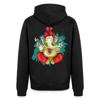 Indien Inder Hindu Ganesha Gott Land I Geschenk - Unisex Premium Bio Zip Hoodie - Schwarz - Hinten - Nico (187cm)