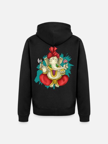 India Indian Hindu Ganesha God Land I Gift - Unisex Premium Organic Zip Hoodie - black